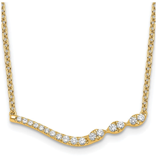 14k Yellow Gold 1/3 carat Lab Grown Diamond VS+ F+ Complete 18 inch Fashion Bar Necklace