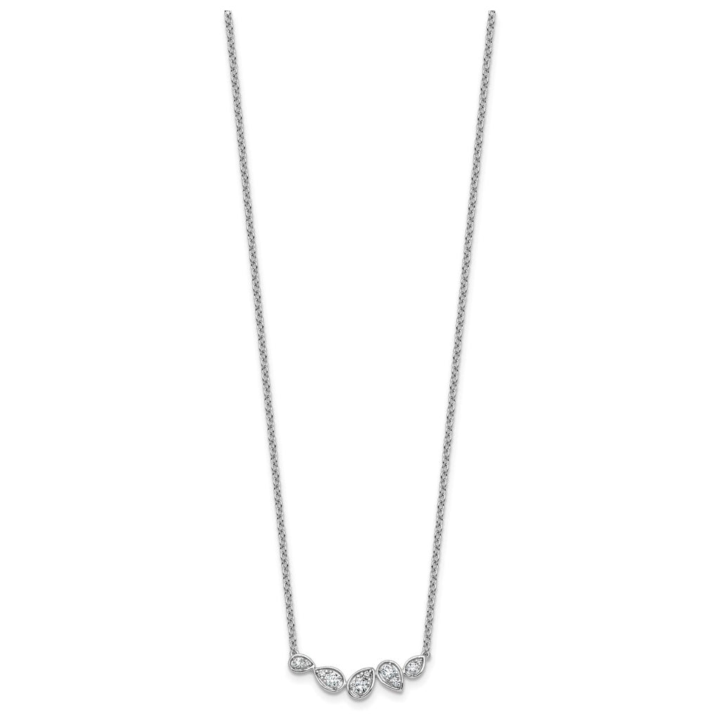 14k White Gold 3/4 carat Lab Grown Diamond VS+ F+ Round Complete 18 inch Pear-Link Bar Necklace
