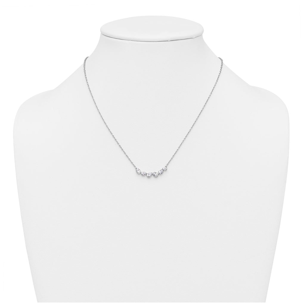 14k White Gold 3/4 carat Lab Grown Diamond VS+ F+ Round Complete 18 inch Pear-Link Bar Necklace