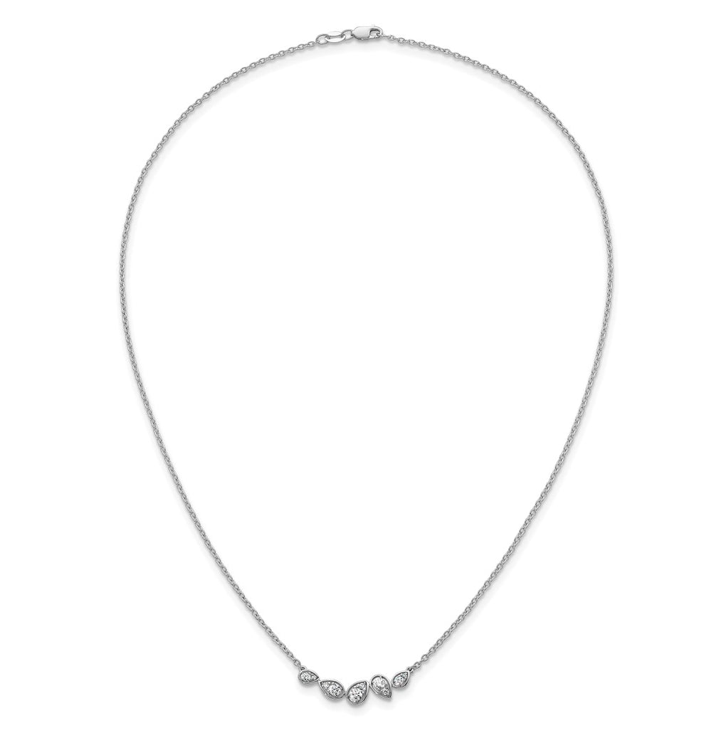 14k White Gold 3/4 carat Lab Grown Diamond VS+ F+ Round Complete 18 inch Pear-Link Bar Necklace