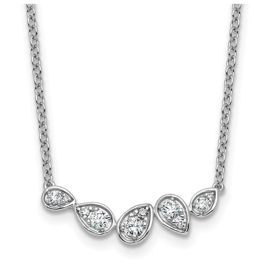 14k White Gold 3/4 carat Lab Grown Diamond VS+ F+ Round Complete 18 inch Pear-Link Bar Necklace