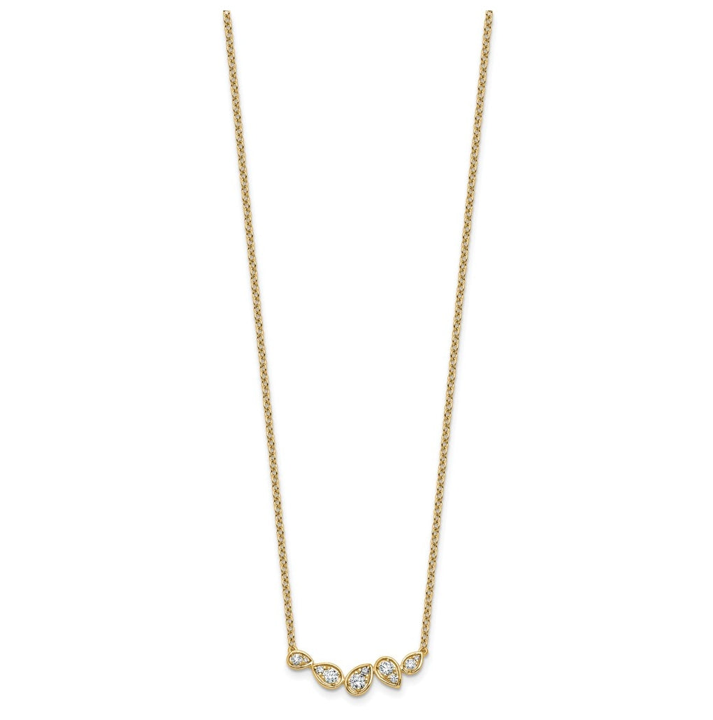 14k Yellow Gold 3/4 carat Lab Grown Diamond VS+ F+ Round Complete 18 inch Pear-Link Bar Necklace