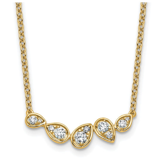 14k Yellow Gold 3/4 carat Lab Grown Diamond VS+ F+ Round Complete 18 inch Pear-Link Bar Necklace