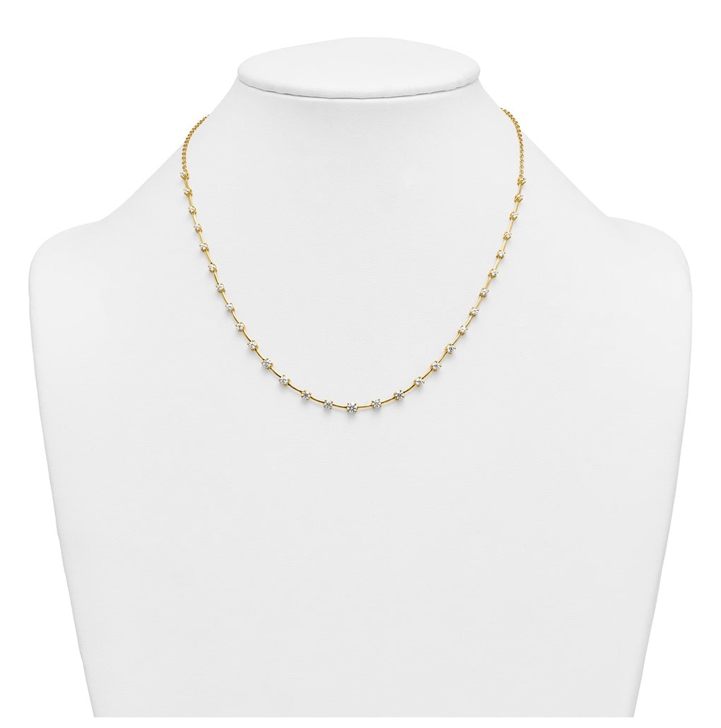 14k Yellow Gold 2 carat Lab Grown Diamond VS+ F+ Complete 18 inch Fashion Tennis Necklace