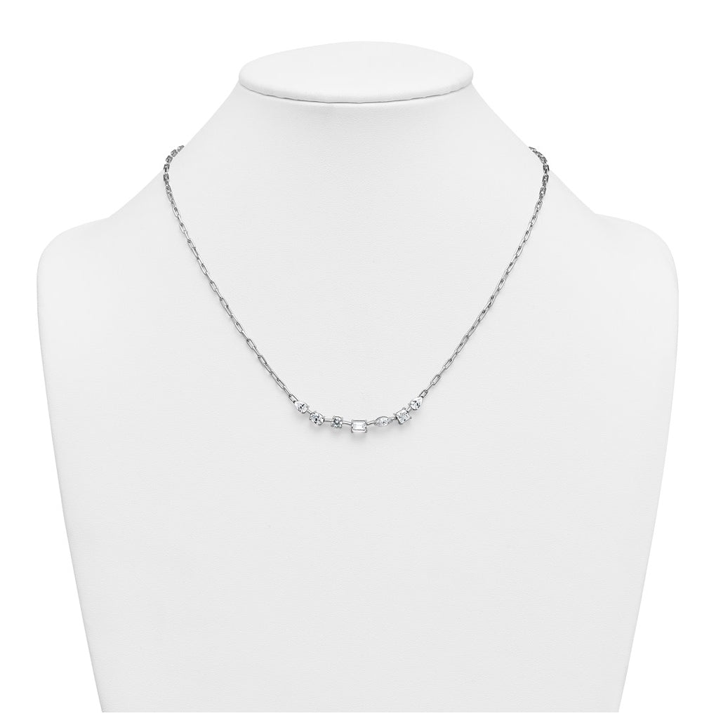 14k White Gold 2 1/8 carat Lab Grown Diamond VS+ F+ Complete 18.5 inch Fashion Tennis Necklace