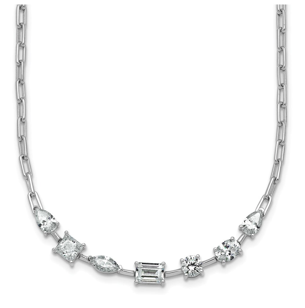 14k White Gold 2 1/8 carat Lab Grown Diamond VS+ F+ Complete 18.5 inch Fashion Tennis Necklace