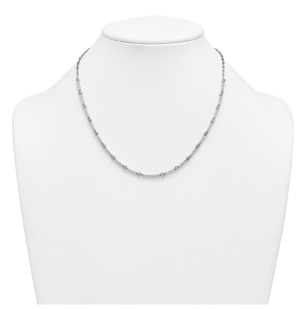 14k White Gold 3 1/2 carat Lab Grown Diamond VS+ F+ Complete 18 inch Fashion Tennis Necklace