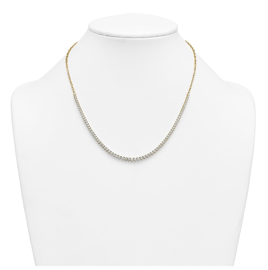 14k Yellow Gold 4 carat Lab Grown Diamond VS+ F+ Complete 18 inch Fashion Tennis Necklace