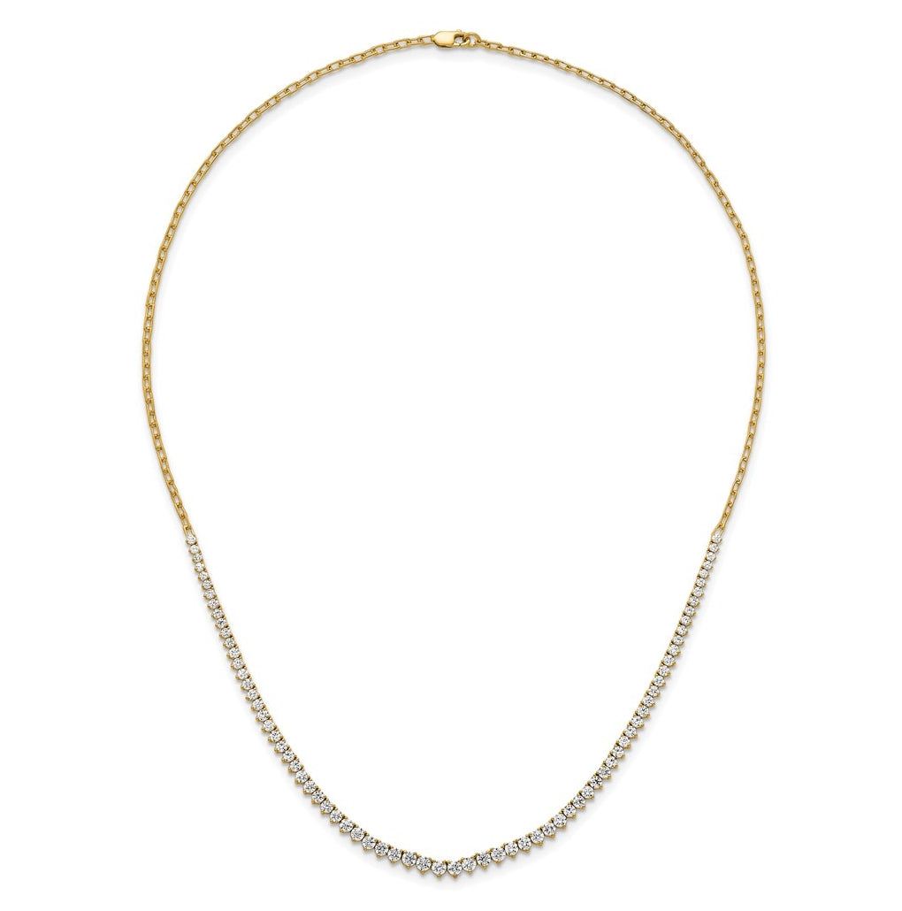 14k Yellow Gold 4 carat Lab Grown Diamond VS+ F+ Complete 18 inch Fashion Tennis Necklace