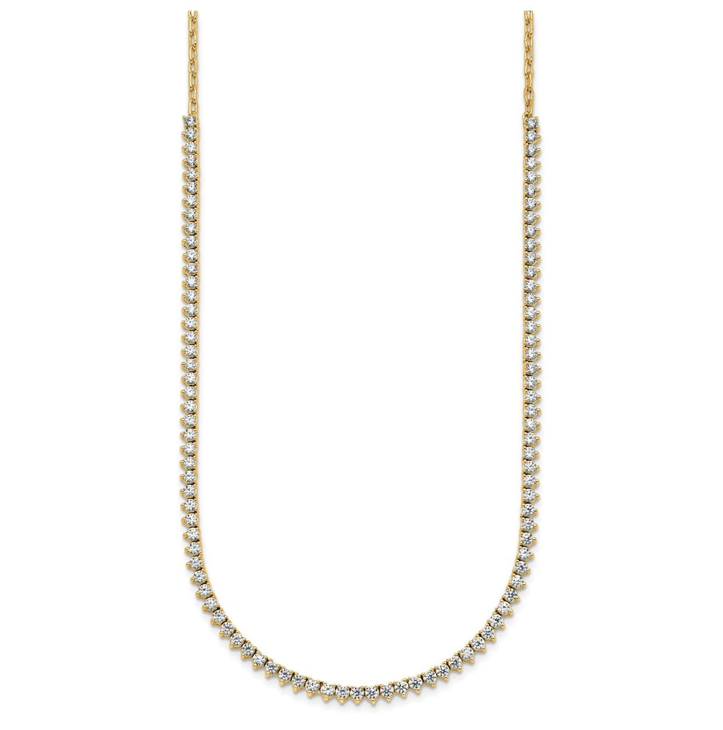 14k Yellow Gold 3 1/4 carat Lab Grown Diamond VS+ F+ Complete 18 inch Fashion Tennis Necklace