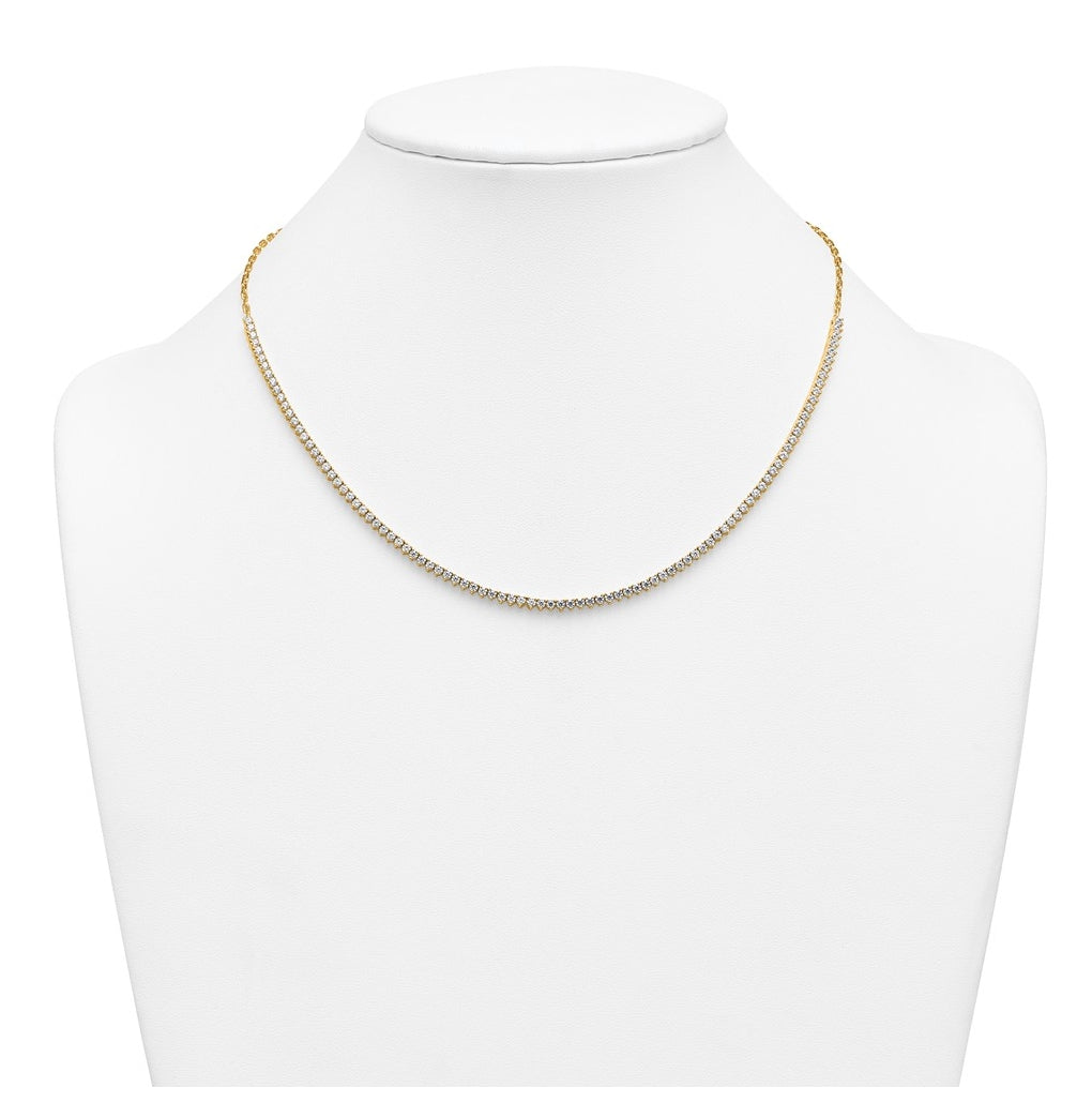 14k Yellow Gold 3 1/4 carat Lab Grown Diamond VS+ F+ Complete 18 inch Fashion Tennis Necklace