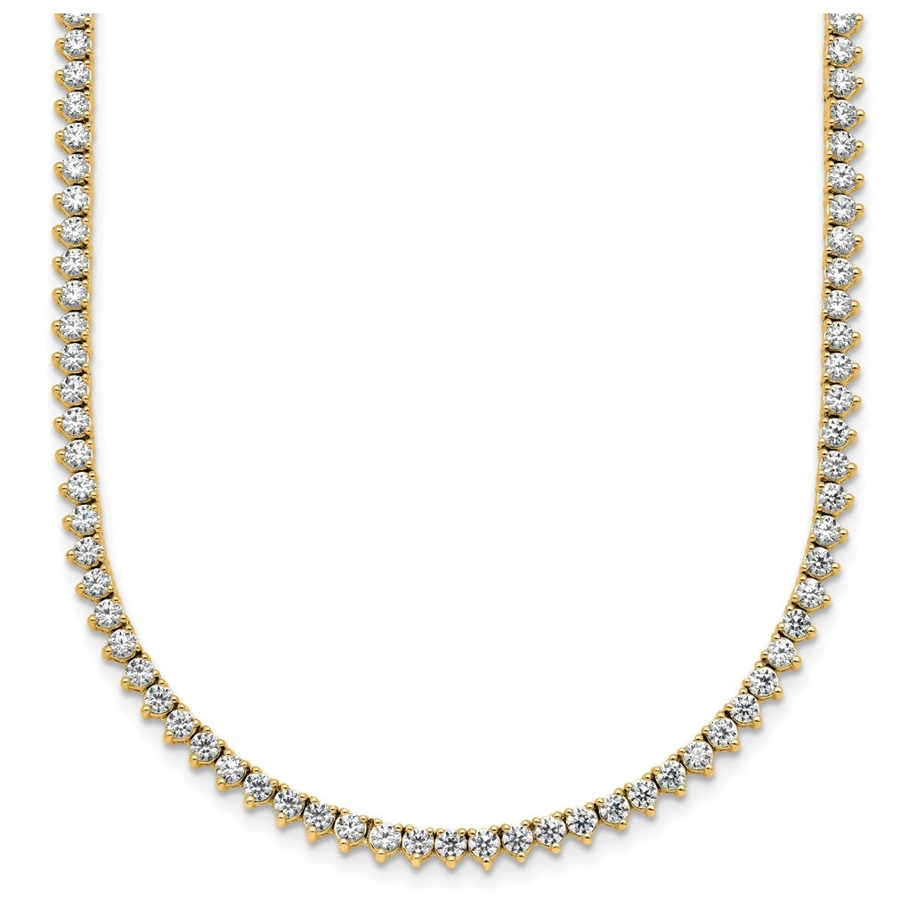 14k Yellow Gold 3 1/4 carat Lab Grown Diamond VS+ F+ Complete 18 inch Fashion Tennis Necklace