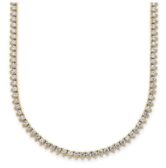 14k Yellow Gold 3 1/4 carat Lab Grown Diamond VS+ F+ Complete 18 inch Fashion Tennis Necklace