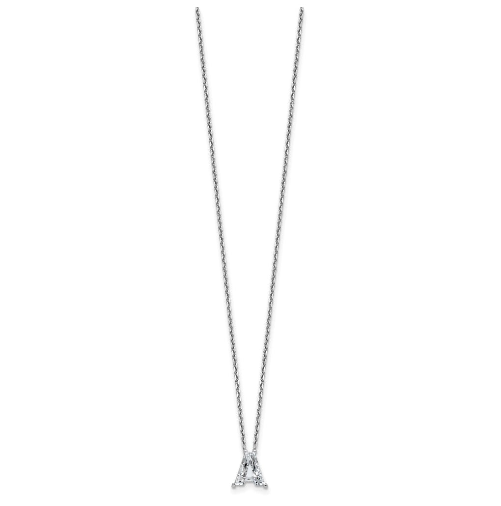 14k Yellow Gold Lab Grown Diamond VS+ F+ Complete Letter Single Stone 18 inch Necklace
