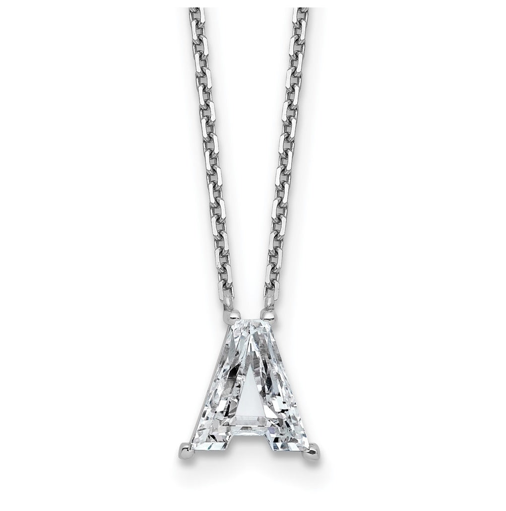 14k Yellow Gold Lab Grown Diamond VS+ F+ Complete Letter Single Stone 18 inch Necklace