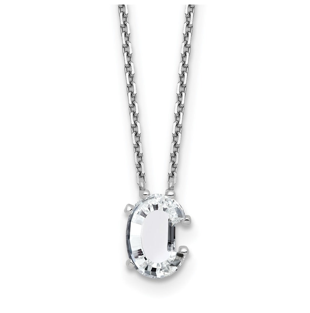 14k Yellow Gold Lab Grown Diamond VS+ F+ Complete Letter Single Stone 18 inch Necklace