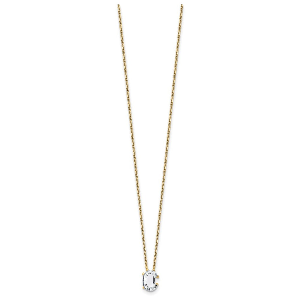 14k Yellow Gold Lab Grown Diamond VS+ F+ Complete Letter Single Stone 18 inch Necklace