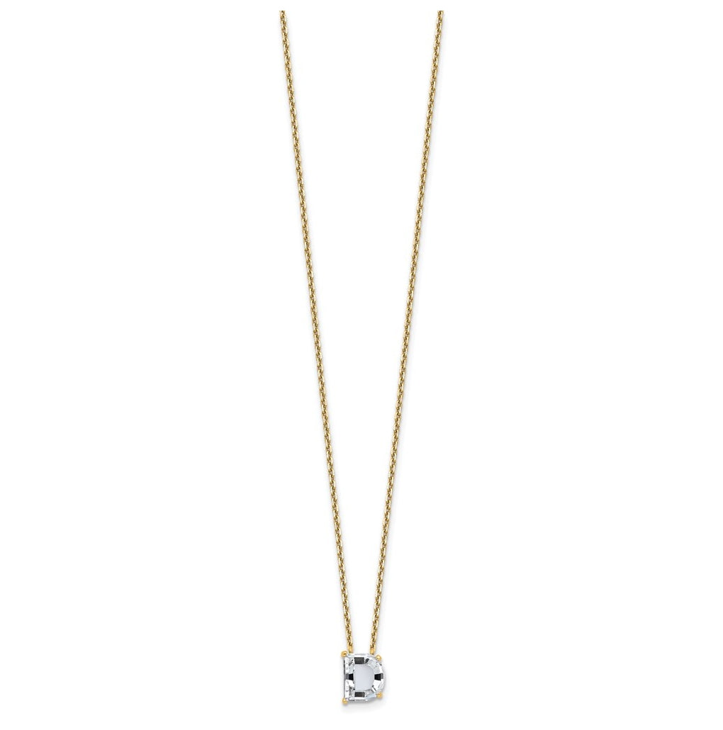 14k Yellow Gold Lab Grown Diamond VS+ F+ Complete Letter Single Stone 18 inch Necklace