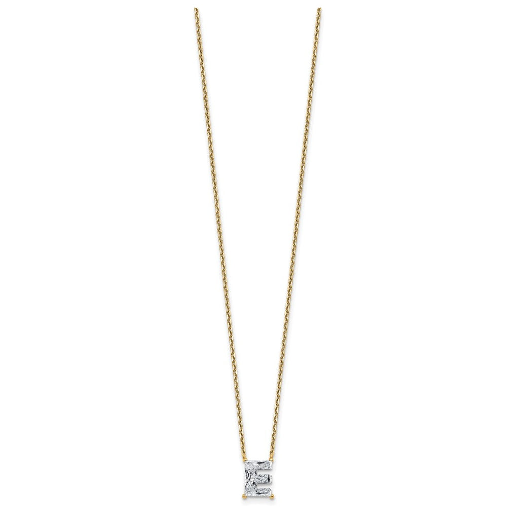14k Yellow Gold Lab Grown Diamond VS+ F+ Complete Letter Single Stone 18 inch Necklace