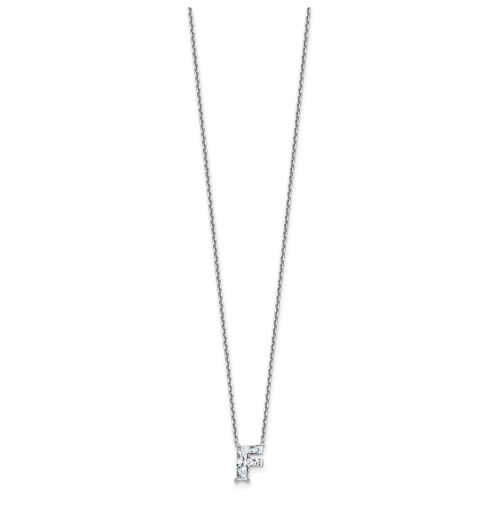 14k Yellow Gold Lab Grown Diamond VS+ F+ Complete Letter Single Stone 18 inch Necklace