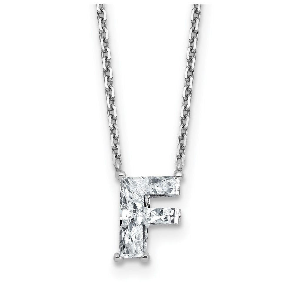 14k Yellow Gold Lab Grown Diamond VS+ F+ Complete Letter Single Stone 18 inch Necklace