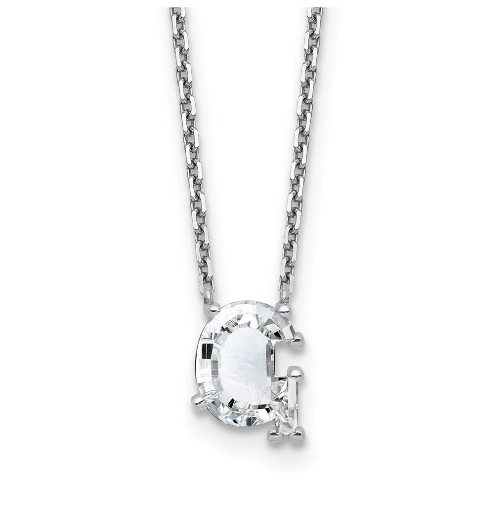 14k Yellow Gold Lab Grown Diamond VS+ F+ Complete Letter Single Stone 18 inch Necklace