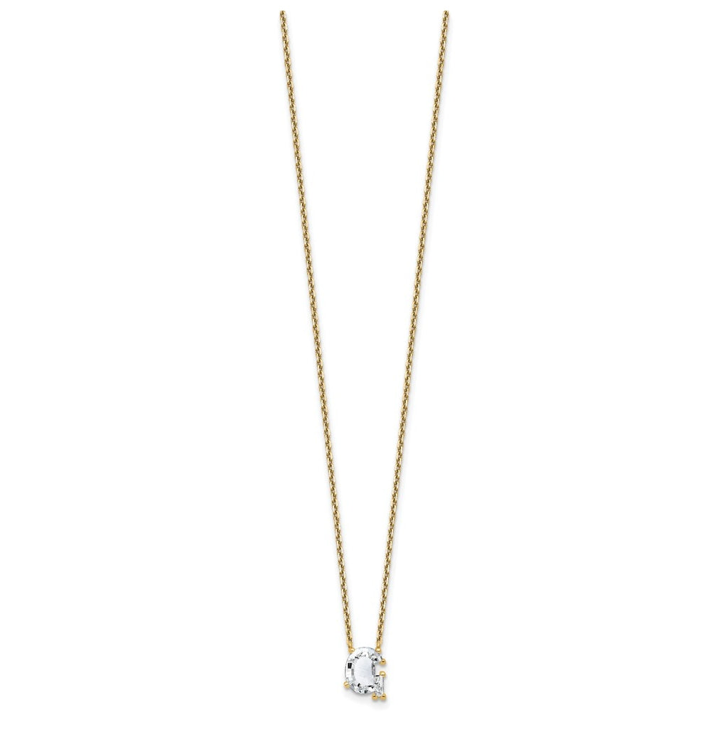 14k Yellow Gold Lab Grown Diamond VS+ F+ Complete Letter Single Stone 18 inch Necklace