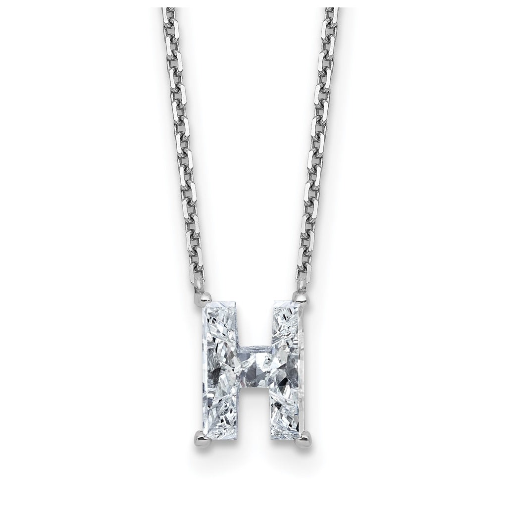 14k Yellow Gold Lab Grown Diamond VS+ F+ Complete Letter Single Stone 18 inch Necklace