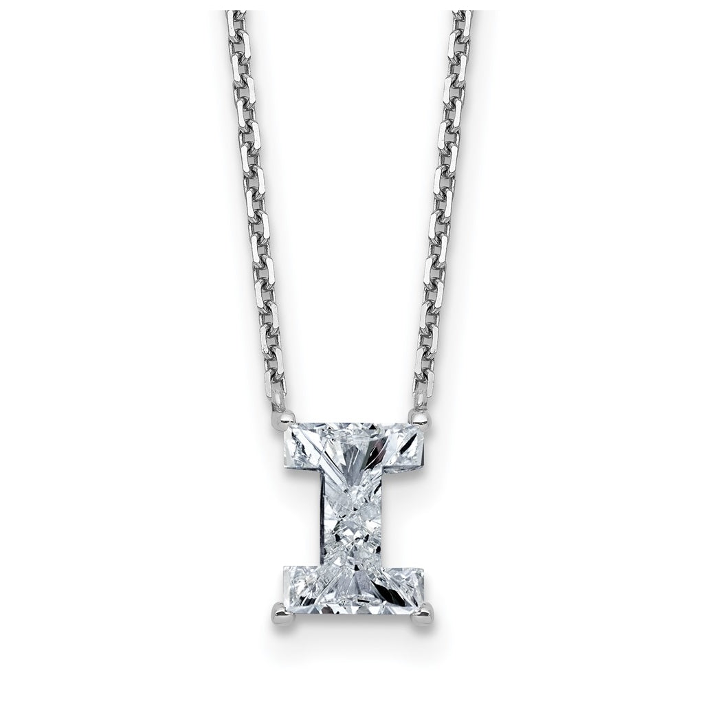 14k Yellow Gold Lab Grown Diamond VS+ F+ Complete Letter Single Stone 18 inch Necklace