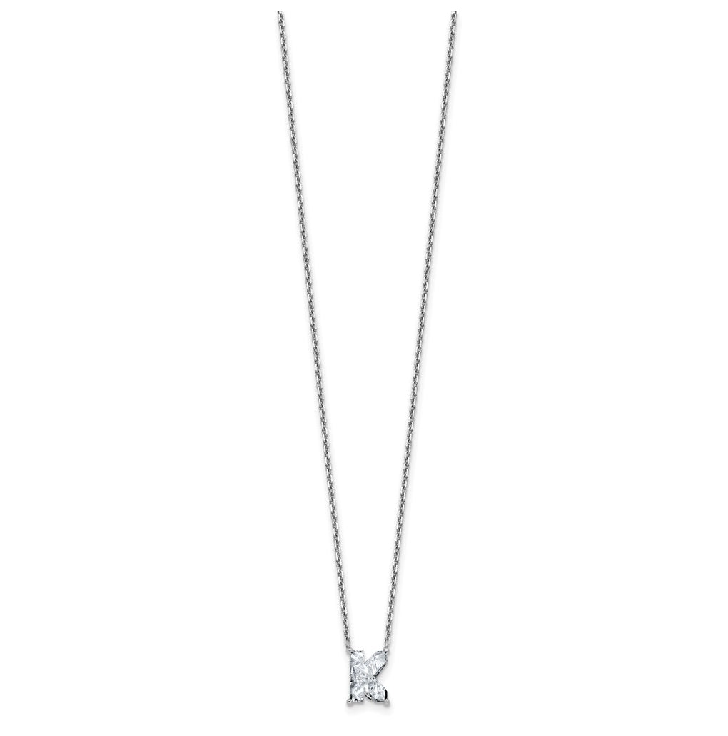 14k Yellow Gold Lab Grown Diamond VS+ F+ Complete Letter Single Stone 18 inch Necklace