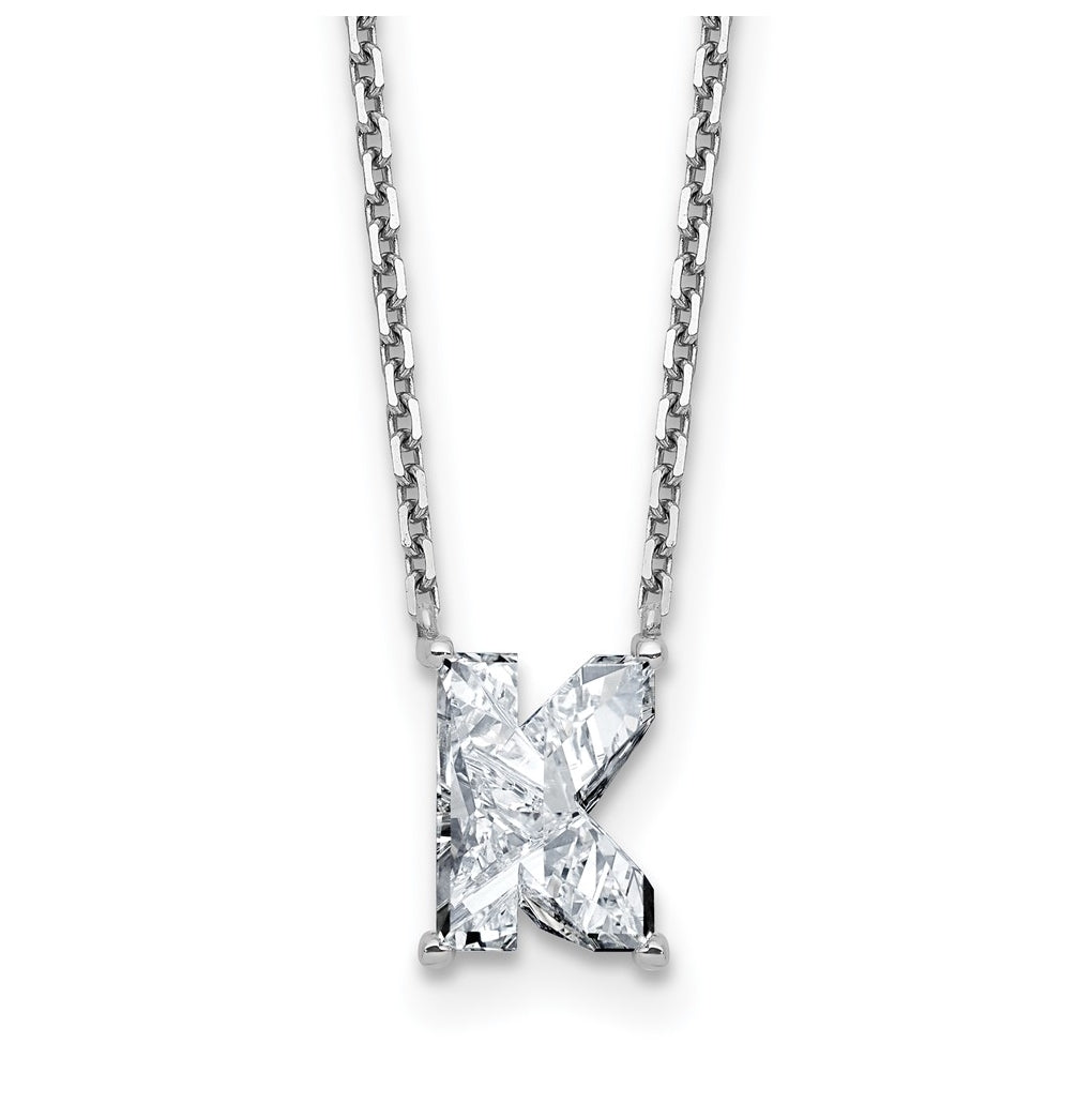 14k Yellow Gold Lab Grown Diamond VS+ F+ Complete Letter Single Stone 18 inch Necklace