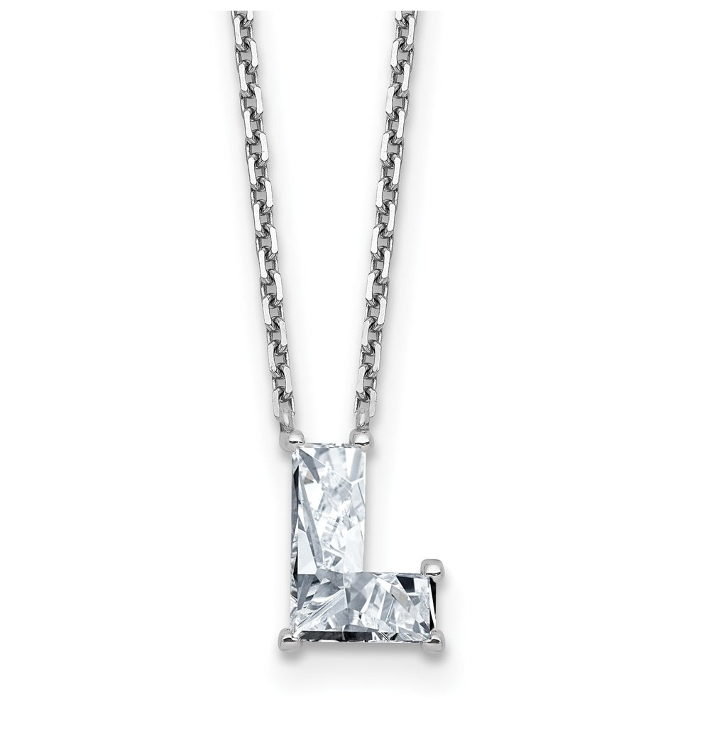 14k Yellow Gold Lab Grown Diamond VS+ F+ Complete Letter Single Stone 18 inch Necklace