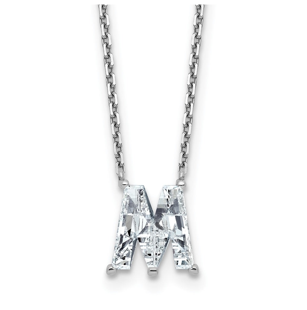 14k Yellow Gold Lab Grown Diamond VS+ F+ Complete Letter Single Stone 18 inch Necklace