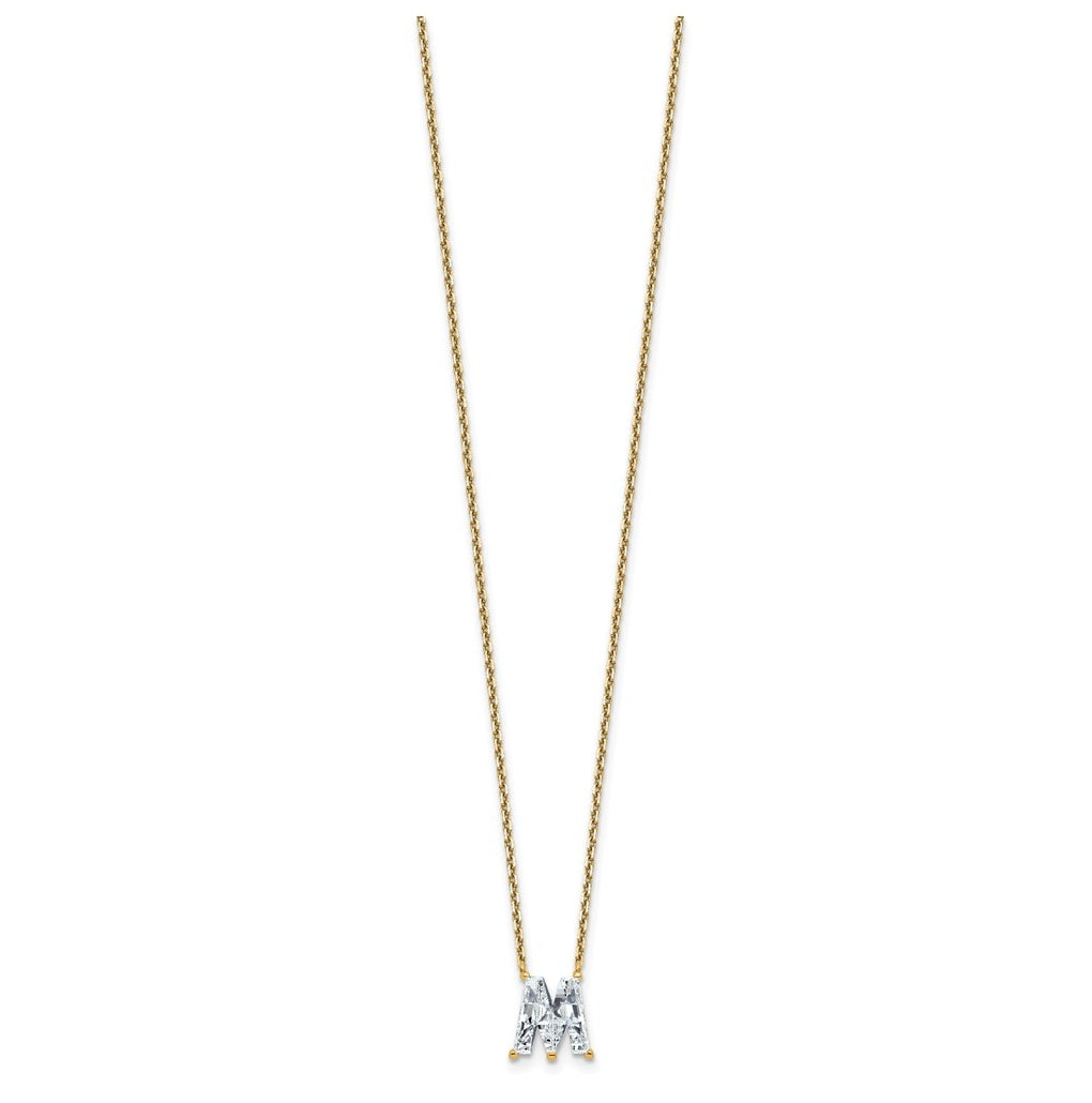 14k Yellow Gold Lab Grown Diamond VS+ F+ Complete Letter Single Stone 18 inch Necklace