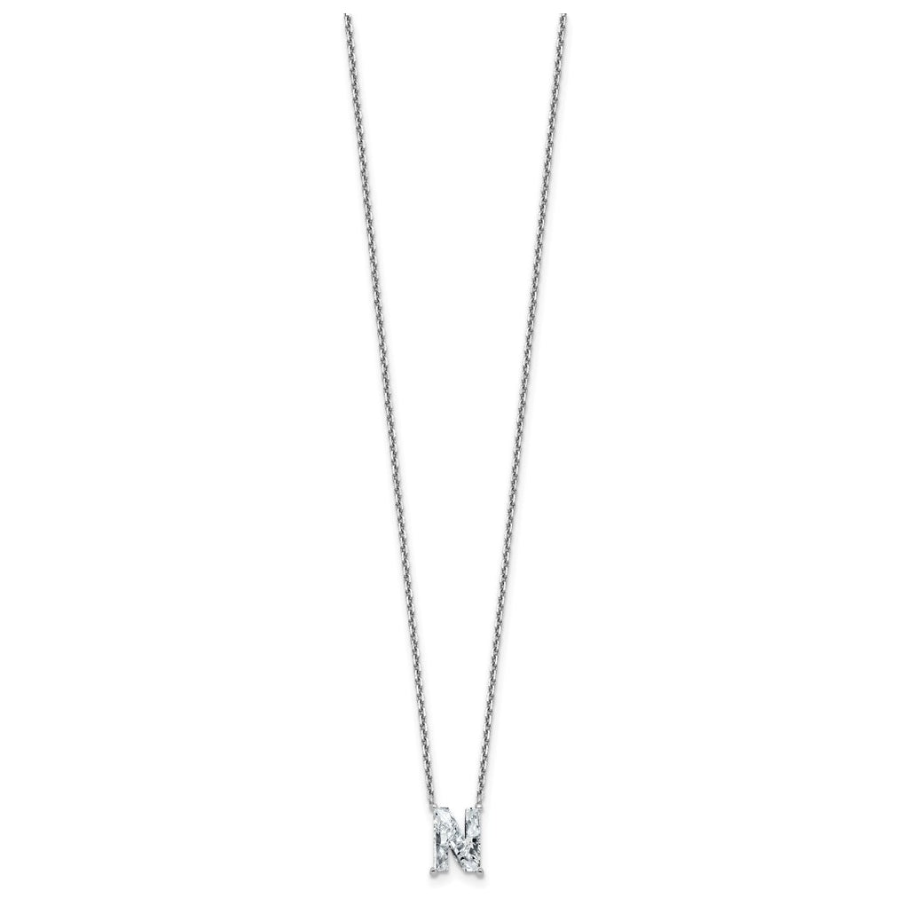 14k Yellow Gold Lab Grown Diamond VS+ F+ Complete Letter Single Stone 18 inch Necklace