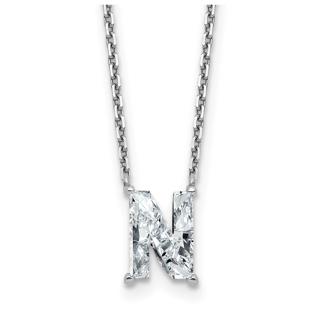 14k Yellow Gold Lab Grown Diamond VS+ F+ Complete Letter Single Stone 18 inch Necklace