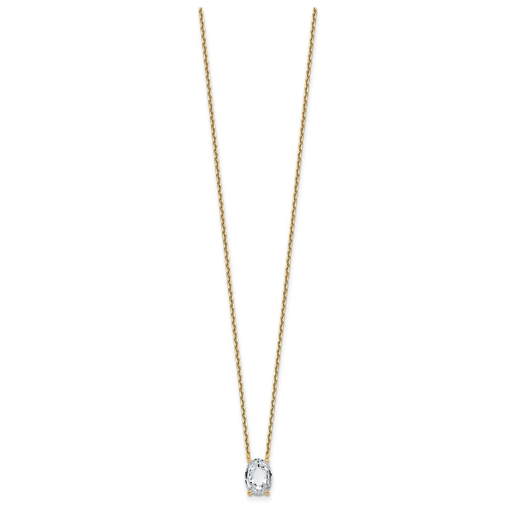 14k Yellow Gold Lab Grown Diamond VS+ F+ Complete Letter Single Stone 18 inch Necklace