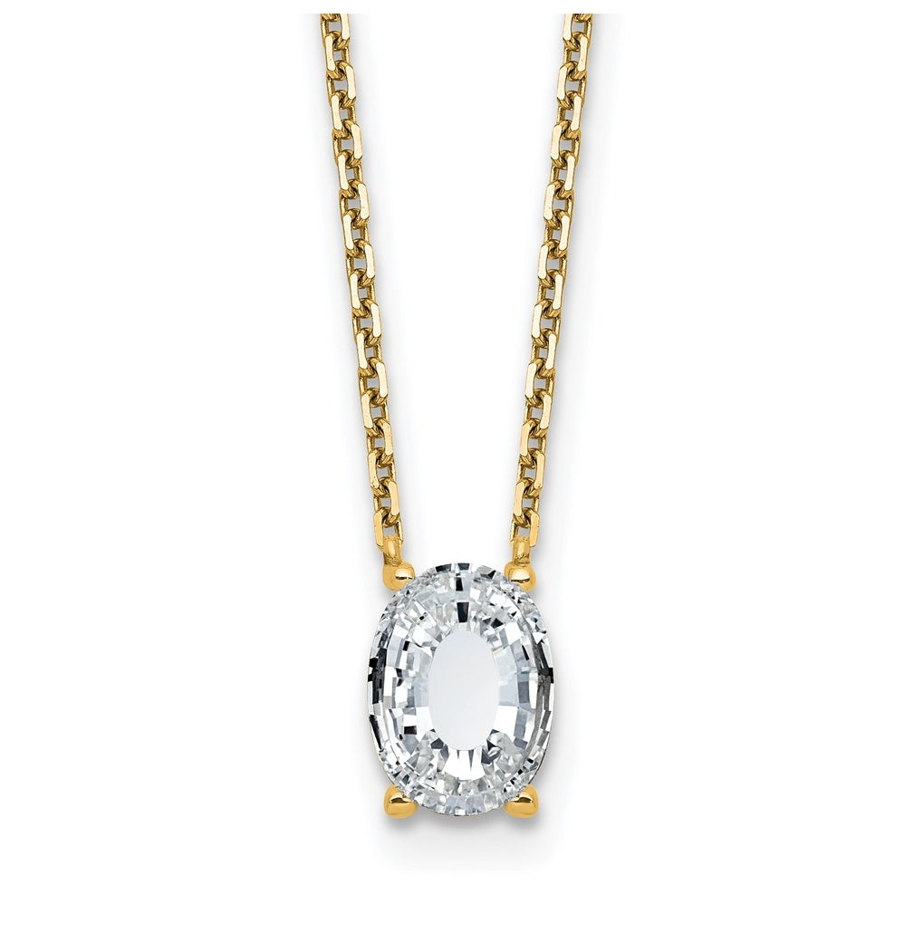 14k Yellow Gold Lab Grown Diamond VS+ F+ Complete Letter Single Stone 18 inch Necklace