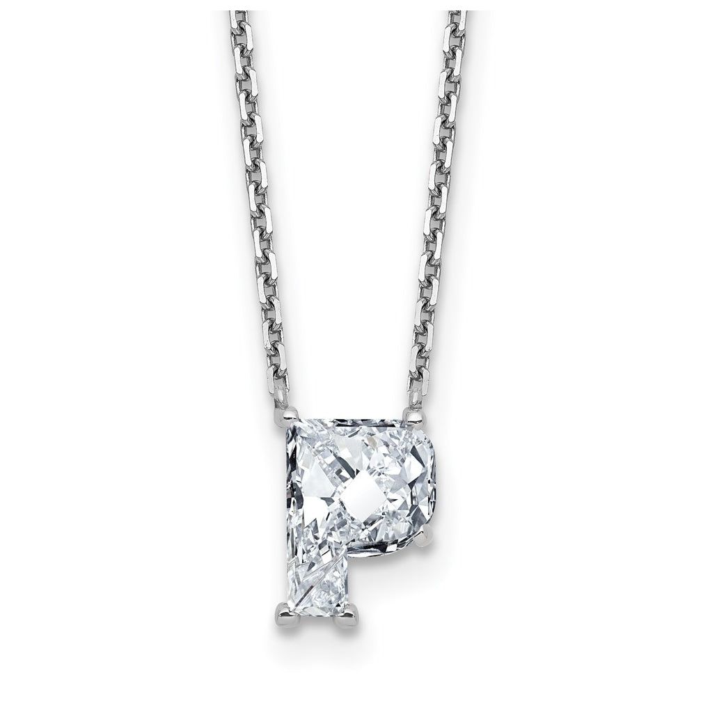 14k Yellow Gold Lab Grown Diamond VS+ F+ Complete Letter Single Stone 18 inch Necklace