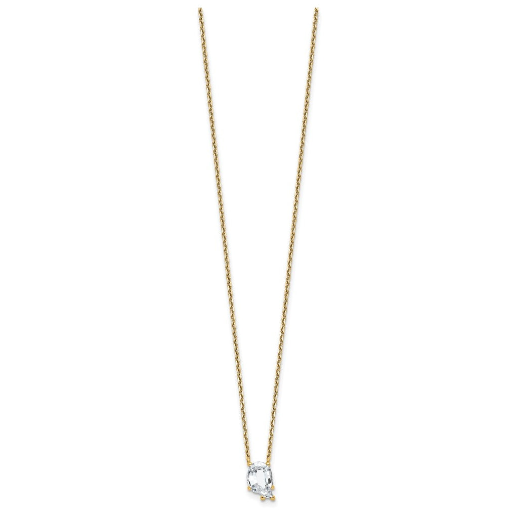 14k Yellow Gold Lab Grown Diamond VS+ F+ Complete Letter Single Stone 18 inch Necklace
