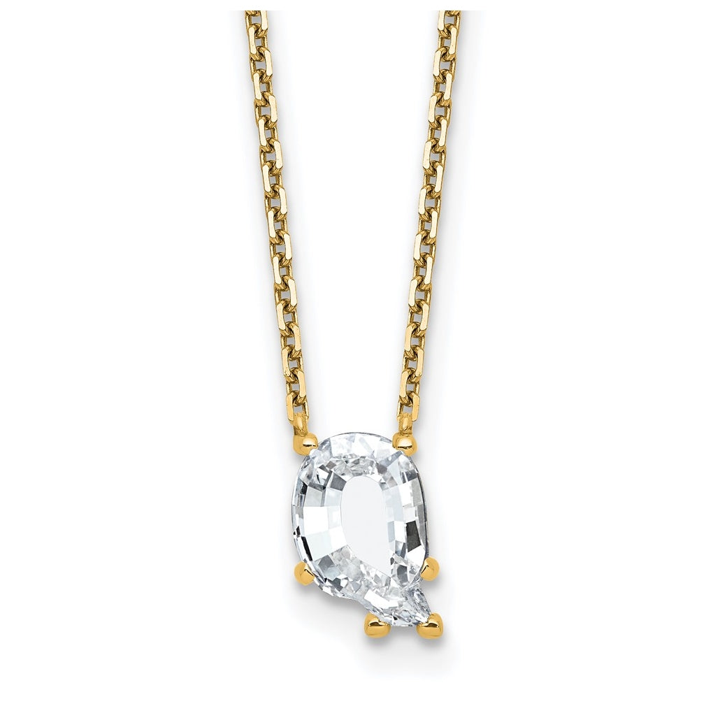 14k Yellow Gold Lab Grown Diamond VS+ F+ Complete Letter Single Stone 18 inch Necklace