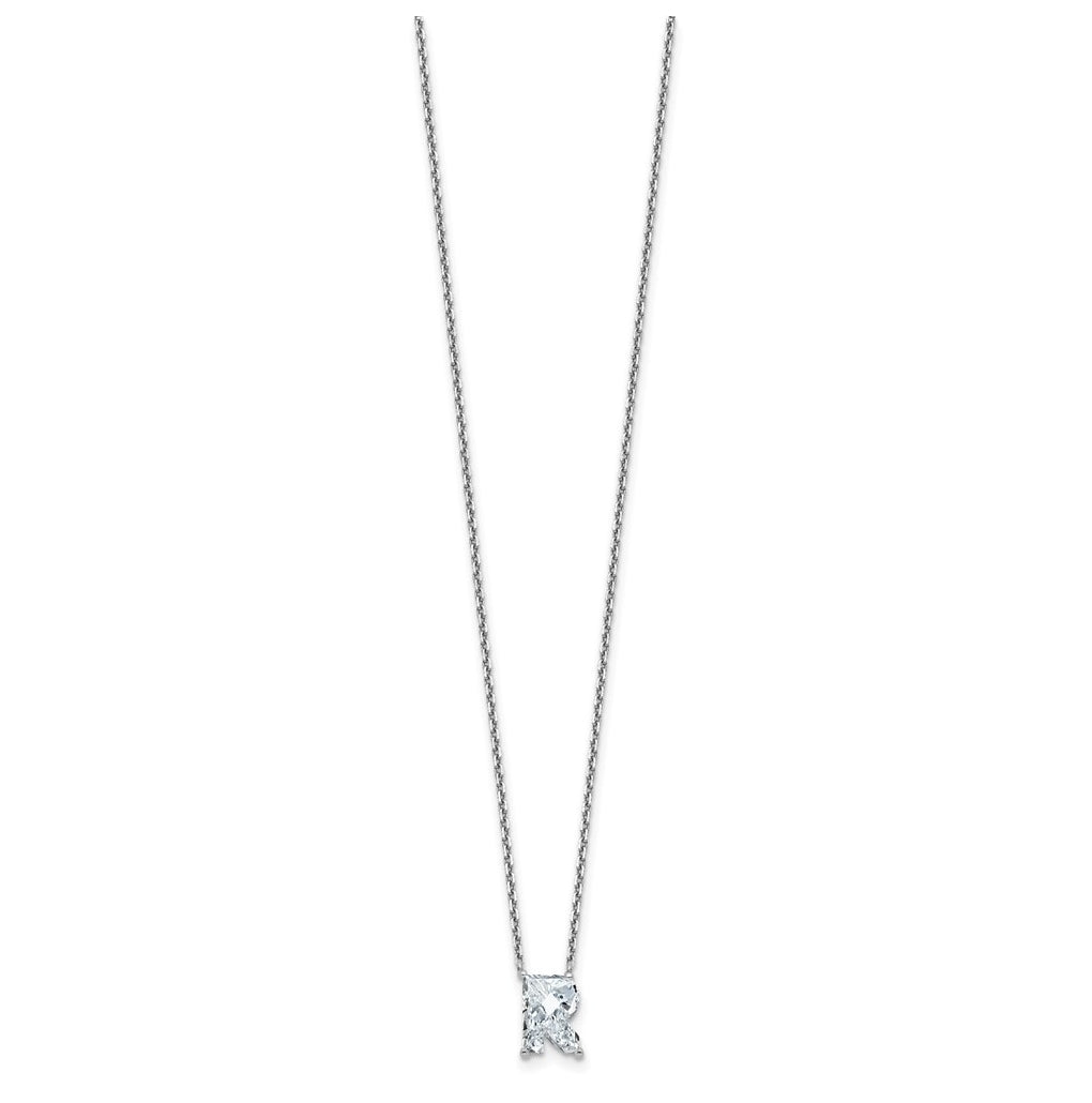 14k Yellow Gold Lab Grown Diamond VS+ F+ Complete Letter Single Stone 18 inch Necklace