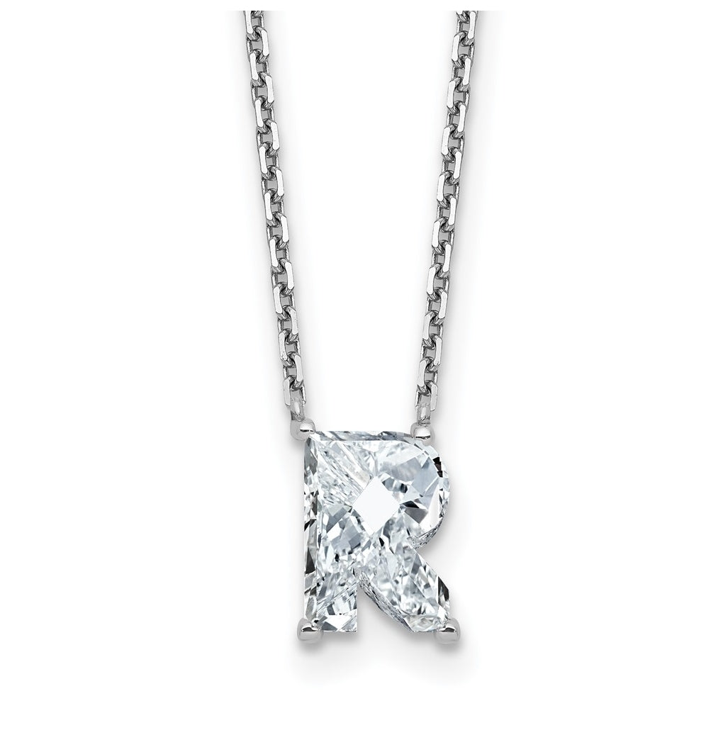 14k Yellow Gold Lab Grown Diamond VS+ F+ Complete Letter Single Stone 18 inch Necklace