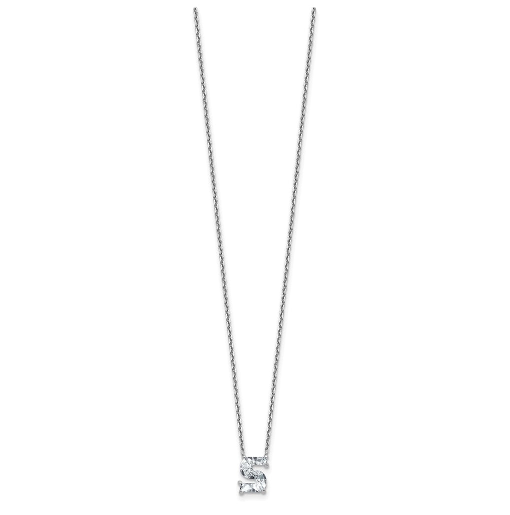 14k Yellow Gold Lab Grown Diamond VS+ F+ Complete Letter Single Stone 18 inch Necklace