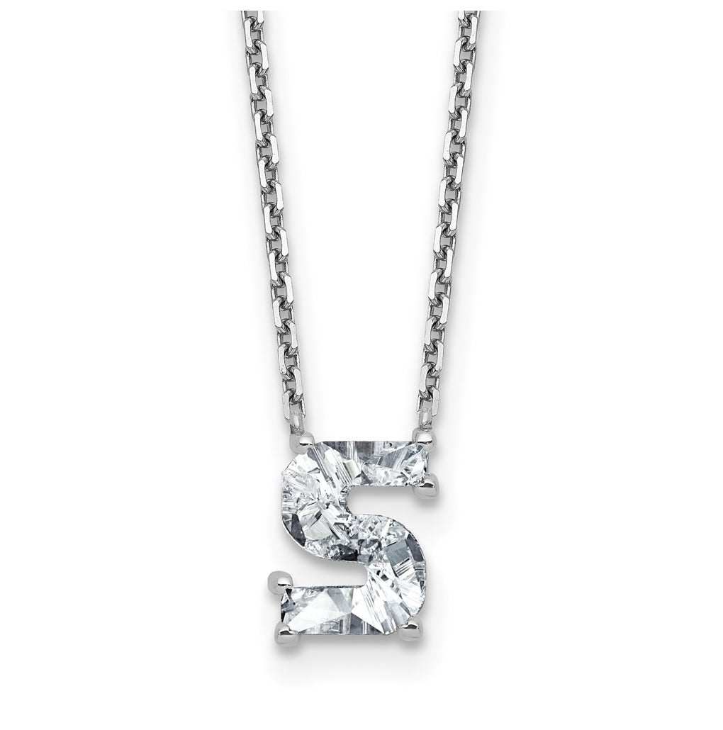 14k Yellow Gold Lab Grown Diamond VS+ F+ Complete Letter Single Stone 18 inch Necklace
