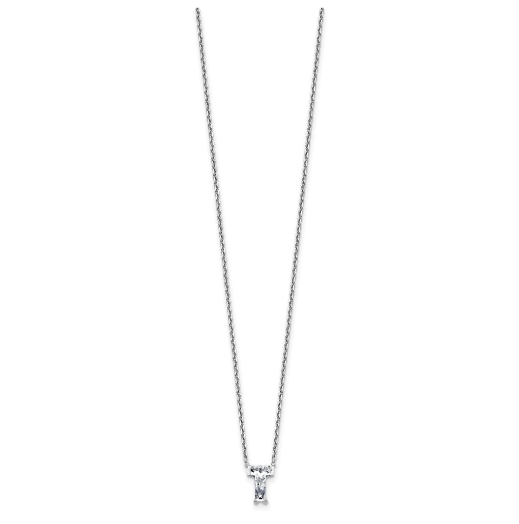 14k Yellow Gold Lab Grown Diamond VS+ F+ Complete Letter Single Stone 18 inch Necklace