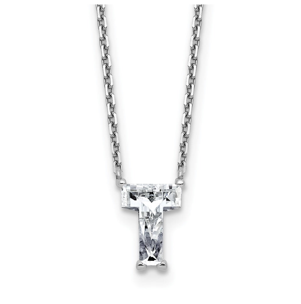 14k Yellow Gold Lab Grown Diamond VS+ F+ Complete Letter Single Stone 18 inch Necklace
