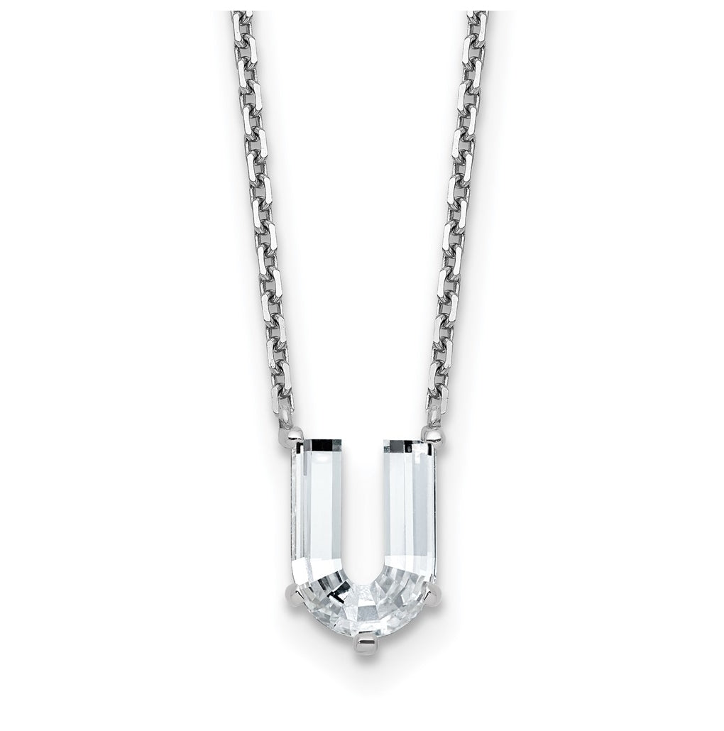 14k Yellow Gold Lab Grown Diamond VS+ F+ Complete Letter Single Stone 18 inch Necklace