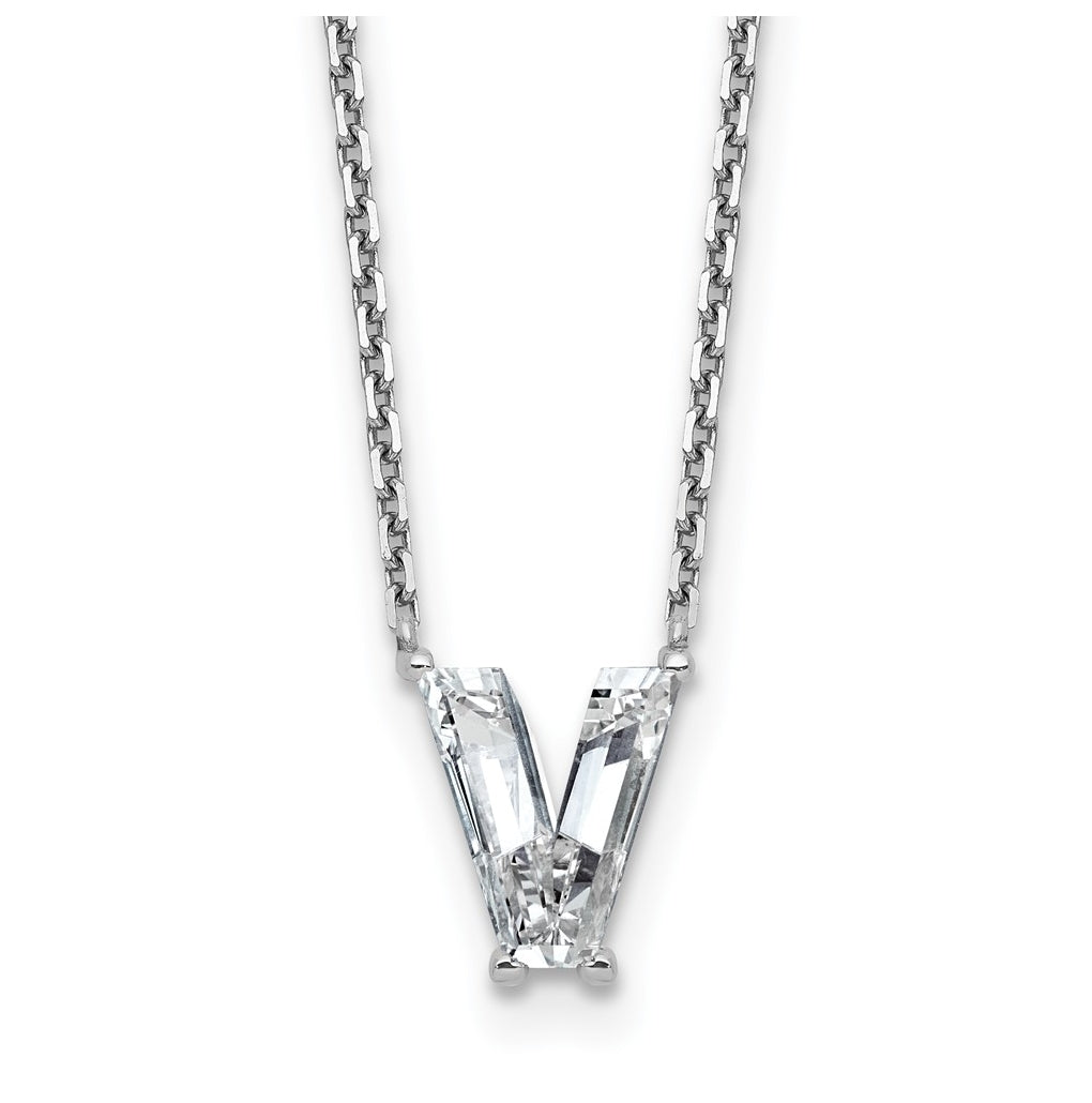 14k Yellow Gold Lab Grown Diamond VS+ F+ Complete Letter Single Stone 18 inch Necklace