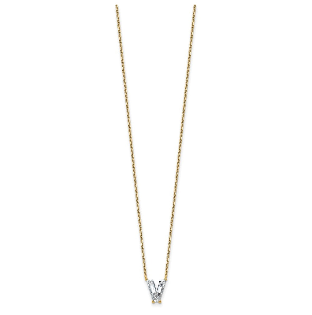14k Yellow Gold Lab Grown Diamond VS+ F+ Complete Letter Single Stone 18 inch Necklace